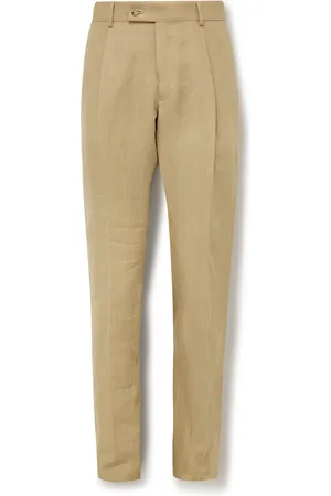 CARUSO Straight-Leg Pleated Linen Suit Trousers
