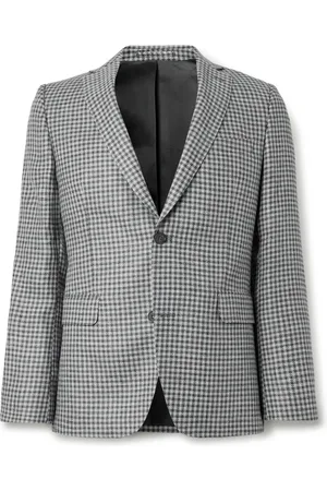 OFFICINE GENERALE 375 Gingham Linen and Wool-Blend Blazer