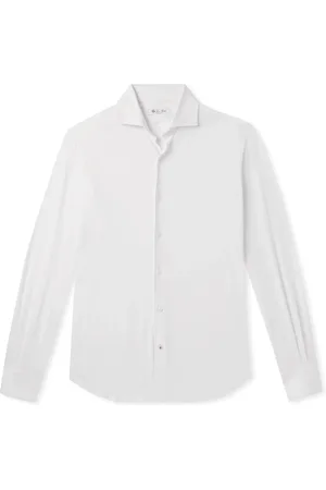 Loro Piana Andrew Cutaway-Collar Cotton-Jersey Shirt