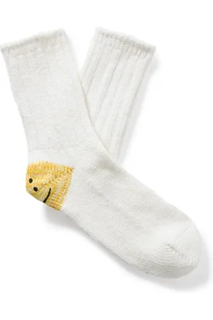 KAPITAL Intarsia Ribbed Cotton-Blend Socks