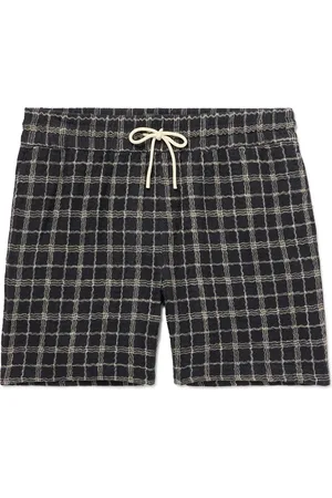 Portuguese Flannel Dorne Straight-Leg Checked Cotton and Linen-Blend Jacquard Drawstring Shorts