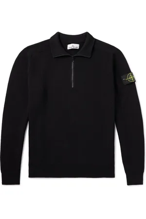 Stone Island Logo-Appliquéd Organic Cotton Half-Zip Sweater