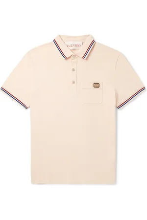 VALENTINO GARAVANI Logo-Appliquéd Striped Cotton-Piqué Polo Shirt