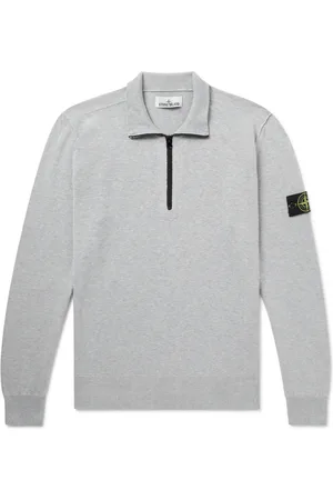 Stone Island Logo-Appliquéd Organic Cotton Half-Zip Sweater