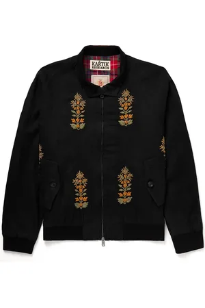 Kartik Research Baracuta Embellished Embroidered Herringbone Cotton Jacket
