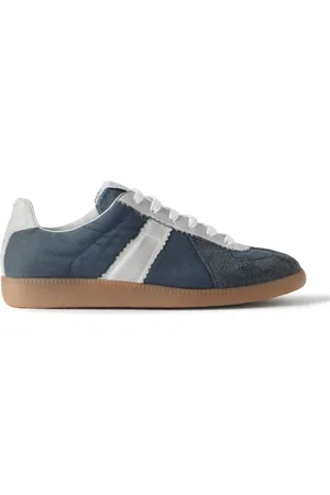 Maison Margiela Replica Distressed Leather and Suede-Trimmed Twill Sneakers