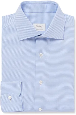 BRIONI William Cutaway-Collar Houndstooth Cotton Shirt