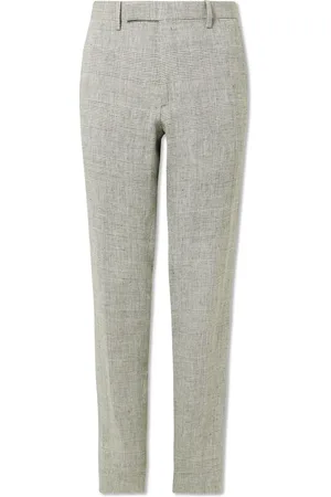 Mr P. Phillip Straight-Leg Prince of Wales Checked Linen Suit Trousers