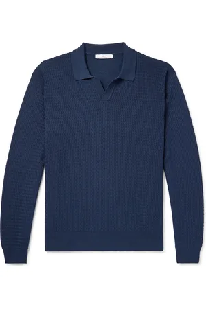 Mr P. Textured Cotton and Silk-Blend Polo Shirt