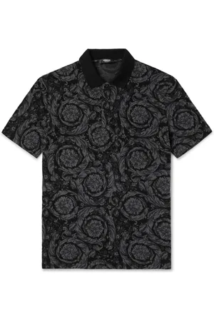 VERSACE Floral-Jacquard Cotton-Piqué Polo Shirt