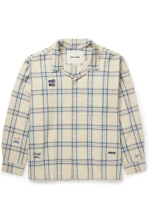 Story Greetings Camp-Collar Checked Cotton and Hemp-Blend Shirt