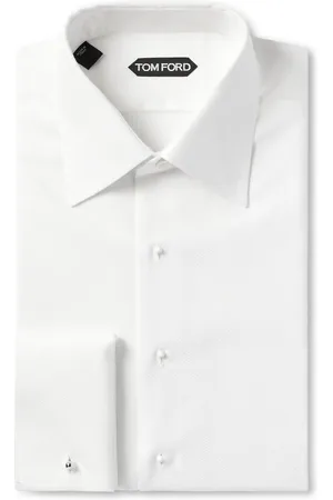 Tom Ford Double-Cuff Piqué-Trimmed Cotton-Voile Tuxedo Shirt