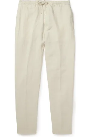 CANALI Straight-Leg Linen Drawstring Trousers