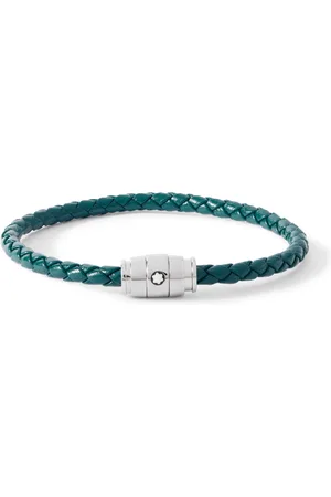 Montblanc Meisterstück 3-Ring Stainless Steel and Woven Leather Bracelet