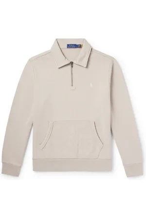 Ralph Lauren Logo-Embroidered Cotton-Jersey Half-Zip Sweatshirt