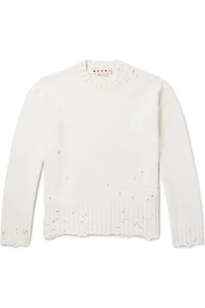 Marni Confetti Distressed Jacquard-Knit Cotton Sweater