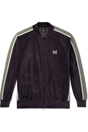 Pins & Needles Logo-Embroidered Striped Cotton-Blend Velour Jacket