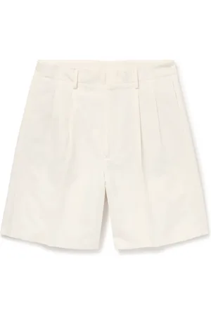 Loro Piana Joetsu Wide-Leg Pleated Cotton and Linen-Blend Twill Shorts