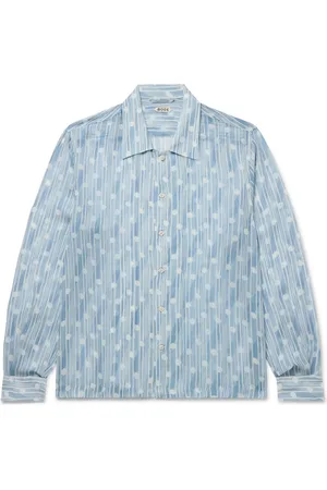 BODE Meridian Camp-Collar Printed Silk-Chiffon Shirt