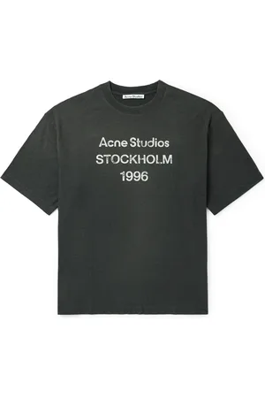 Acne Studios Exford Distressed Logo-Print Cotton-Jersey T-Shirt