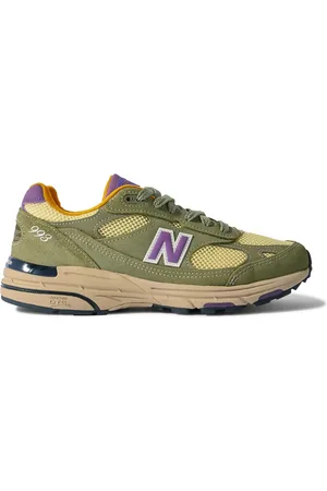 New Balance 993 Leather-Trimmed Mesh and Suede Sneakers