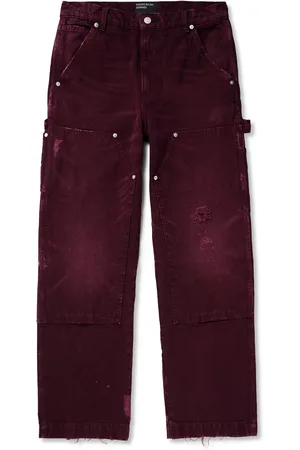ENFANTS RICHES DEPRIMES Straight-Leg Distressed Panelled Cotton-Canvas Trousers