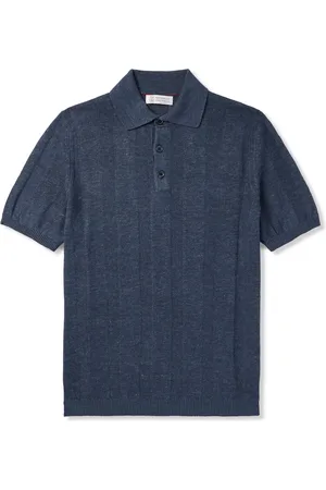 Brunello Cucinelli Striped Linen and Cotton-Blend Polo Shirt