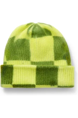 THE ELDER STATESMAN Chess Checked Ribbed Cashmere Beanie