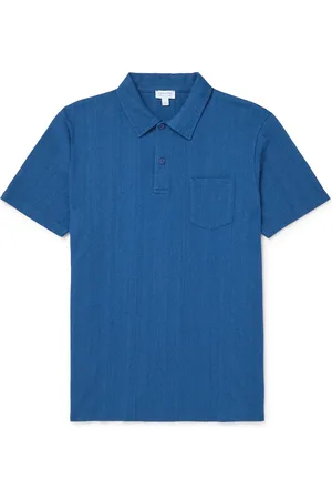 Sunspel Indigo-Dyed Cotton-Piqué Polo Shirt