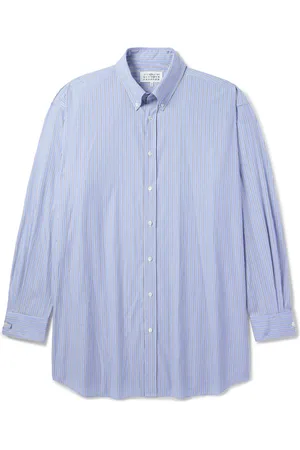 Maison Margiela Oversized Button-Down Collar Striped Cotton Oxford Shirt