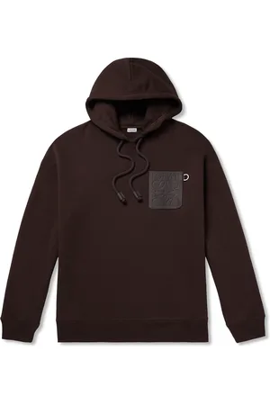 Loewe Logo-Debossed Leather-Trimmed Cotton-Jersey Hoodie