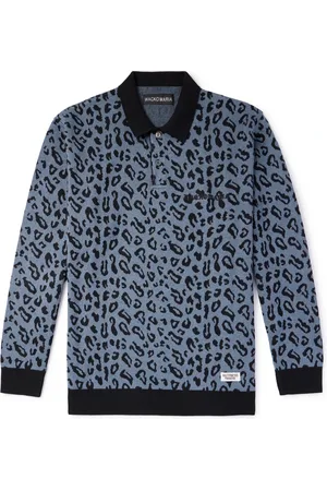Wacko Maria Logo-Embroidered Appliquéd Leopard-Jacquard Cotton-Blend Polo Shirt