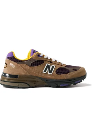 New Balance 993 Leather-Trimmed Mesh and Suede Sneakers