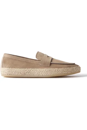 Officine creative Bowline 002 Jute-Trimmed Suede Penny Loafers