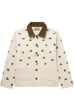 Kartik Research Corduroy-Trimmed Embroidered Embellished Cotton-Twill Jacket