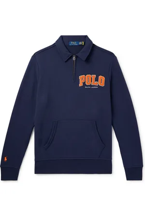 Ralph Lauren Logo-Appliquéd Cotton-Blend Jersey Half-Zip Sweatshirt