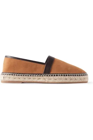 Manolo Blahnik Nerano Leather-Trimmed Suede Espadrilles