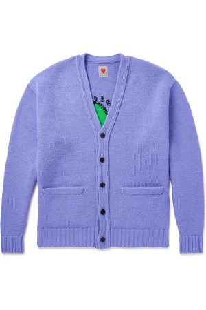 Wacko Maria Keith Haring Intarsia-Knit Wool Cardigan