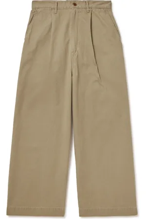 KAPITAL Nime Wide-Leg Pleated Cotton-Twill Chinos