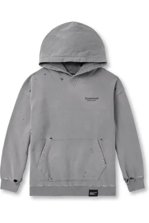 NEIGHBORHOOD Savage Logo-Print Distressed Cotton-Jersey Hoodie