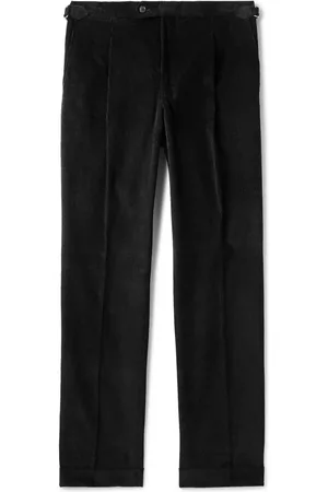 Saman Amel Slim-Fit Pleated Cotton-Corduroy Trousers