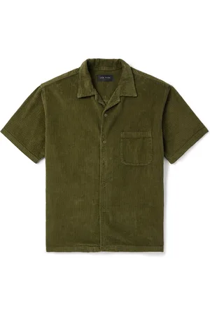 Les Tien Camp-Collar Garment-Dyed Cotton-Corduroy Shirt