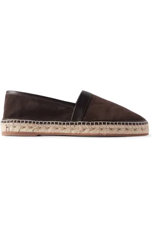 Manolo Blahnik Nerano Leather-Trimmed Suede Espadrilles
