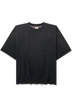KAPITAL Distressed Printed Two-Tone Cotton-Jersey T-Shirt