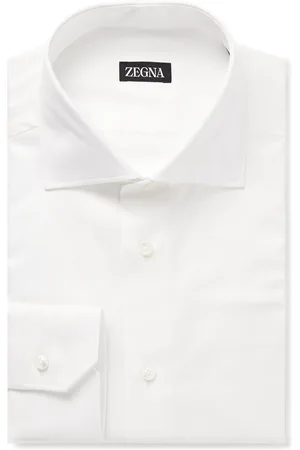 Ermenegildo Zegna Cutaway-Collar Cotton-Twill Shirt