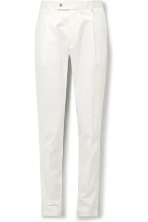 CARUSO Slim-Fit Pleated Cotton-Blend Twill Trousers