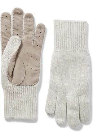 Brunello Cucinelli Suede-Trimmed Cashmere Gloves