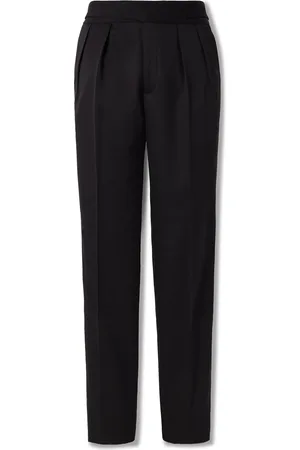 Rubinacci Manny Straight-Leg Pleated Wool Tuxedo Trousers