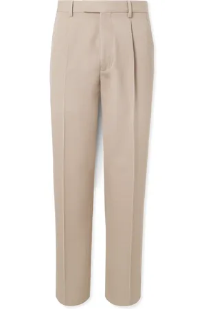 Ermenegildo Zegna Straight-Leg Pleated Cotton and Wool-Blend Twill Trousers
