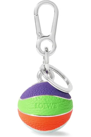 Loewe Basketball Silver-Tone and Textured-Leather Key Fob